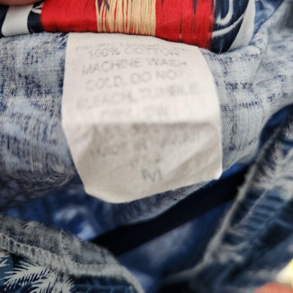 Pacific Legend Youth Medium Hawaiian Shirt Blue Palm Tree Aloha Button-Up Island - Picture 6 of 6